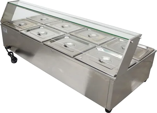 Vista 8 de INTSUPERMAI Calentador comercial de 8 sartenes de 6 pulgadas de profundidad para encimera, calentador de sopa de alimentos Bain Marie, calentador