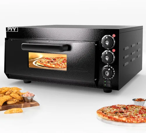 Vista 9 de PYY Horno de pizza de 12 pulgadas, para encimera, para interiores, máquina eléctrica para hacer pizza para el hogar, con temporizador, acero