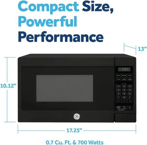 Vista 3 de GE GCHK07N1WBB - Horno microondas para encimera, 700 vatios, 0.7 pies cúbicos, negro, GCHK07N1WBB 4 Convenience Cook Settings, One-Touch Controls