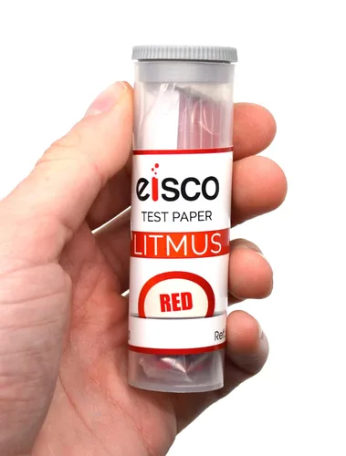 Vista 2 de EISCO Paquete de 100 tiras reactivas de tornasol, color rojo, base e indicador alcalino, incluye recipiente reutilizable