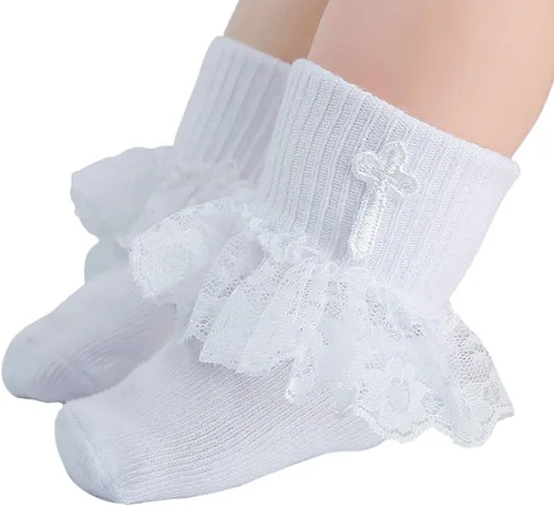 Vista 4 de Booulfi Baby Boy Shoes Baptism Christening Shoes and Socks Set 0-18 M Newborn Wihte Shoes for Infant