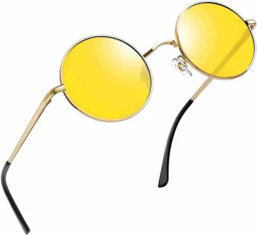 Vista 47 de Joopin Gafas de sol redondas pequeñas Hippie Circle Teashades Traje de protección UV Todo negro