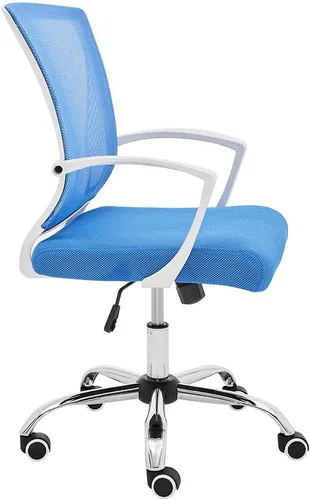 Vista 4 de Modern Home Zuna Silla de oficina con respaldo medio, respaldo ergonómico de malla con respaldo de malla (blanco/azul)