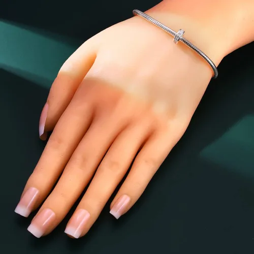 Vista 5 de Abalorios espaciadores con circonita cúbica transparente de plata de ley 925 para pulseras Pandora
