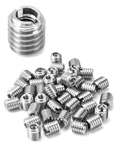 Vista 9 de QWORK Inserto roscado de acero inoxidable para madera dura, roscas internas 1/4-20, paquete de 20 insertos de tuerca de 5/8" de largo para maderas