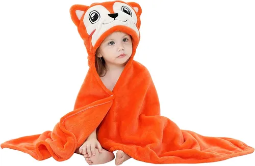 Vista 10 de MICHLEY Manta de bebé con capucha para niños y niñas, con cara de animal para otoño e invierno, de 0 a 3 años