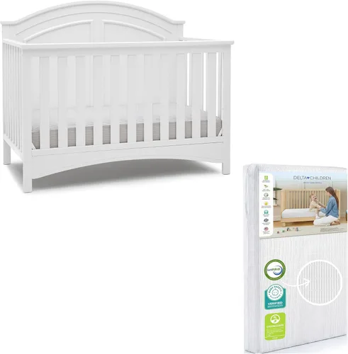 Vista 21 de Delta Children Perry, cuna convertible 6 en 1, con certificado Greenguard Gold, color blanco Bianca