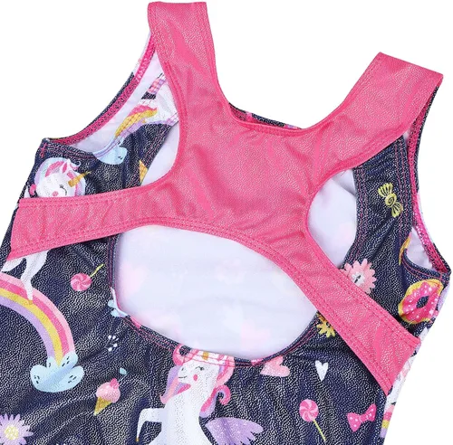 Vista 4 de Leotardo de gimnasia para niñas, con espalda hueca, de una pieza, con diamantes brillantes, para ballet, para niñas, leotardo