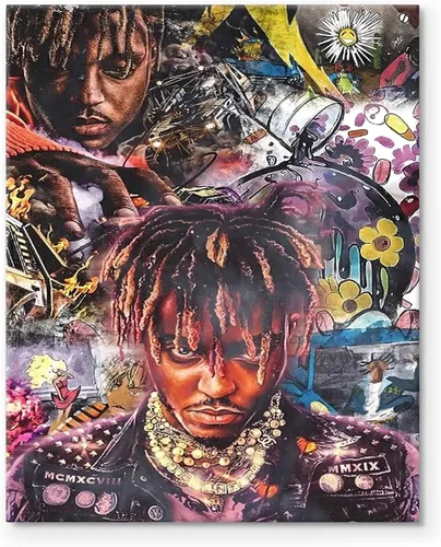 Vista 15 de Juice Wrld - Arte de Lienzo para Pared, Impresión de Póster de Portada de Álbum de Música, Póster de Rapero Cantante Arte Enmarcado, Arte de Lienzo