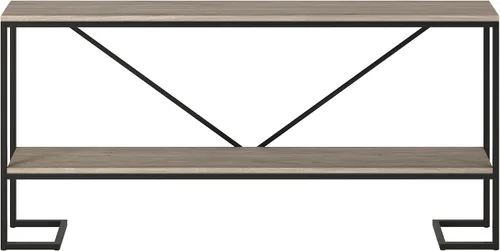 Vista 7 de Phoebe - Mesa consola rectangular de 64 pulgadas de ancho en bronce ennegrecido/roble gris envejecido