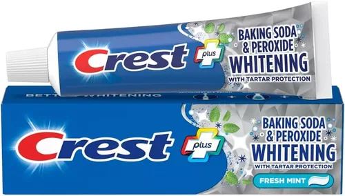 Vista 2 de Crest Cavity & Tartar Protection - Pasta de dientes blanqueadora de bicarbonato de sodio y peróxido, menta, 5.7 onzas