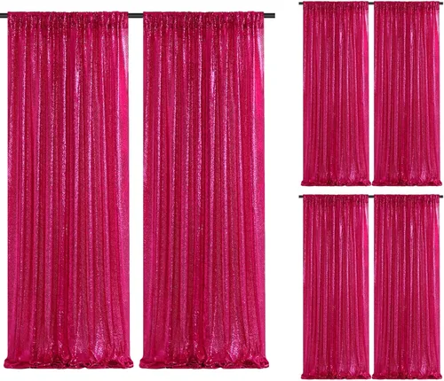 Vista 11 de Cortinas de fondo de lentejuelas con purpurina azul bebé, 2 piezas de 2 x 8 pies, telón de fondo de fiesta de baby shower para niños, hermosas