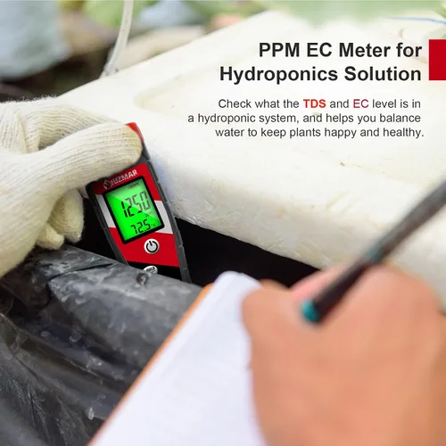 Vista 5 de UIUZMAR Medidor digital de pH Medidor de pH TDS EC para solución hidropónica Medidor de pH y EC con pantalla LCD Probador de agua TDS Medidor de pH