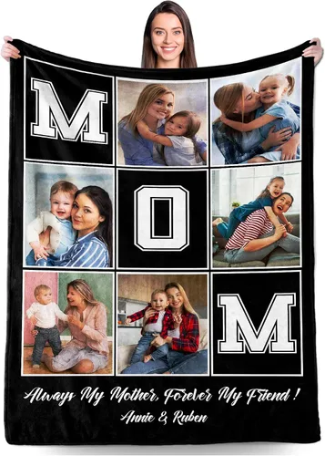 Vista 21 de Regalos personalizados para novio, novia, regalo personalizado para marido y esposa, mantas personalizadas con imágenes, manta de fotos