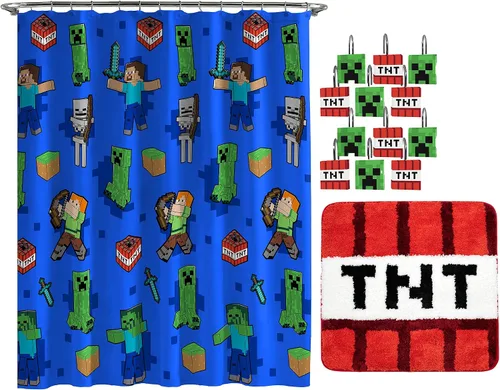 Vista 9 de Jay Franco Marvel Avengers Shields - Juego de baño de 14 piezas, incluye cortina de ducha, 12 ganchos y alfombra de baño antideslizante, tela