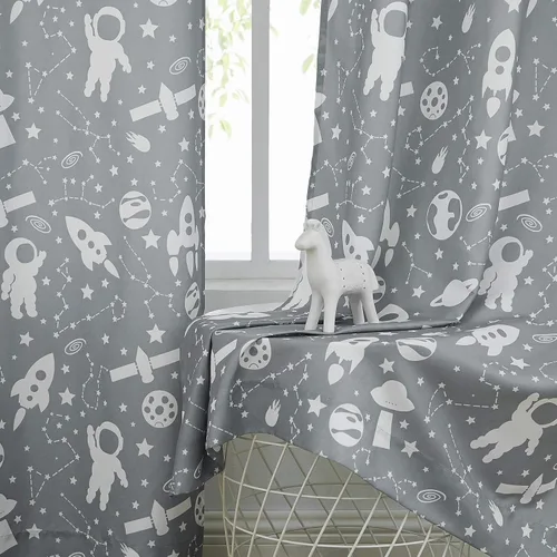 Vista 2 de Central Park - Cortinas de planeta espacial gris para niño y niña
