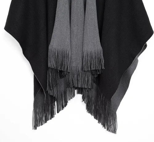 Vista 4 de Urban CoCo Capa de poncho vintage de invierno para mujer con borlas abrigo cruzado