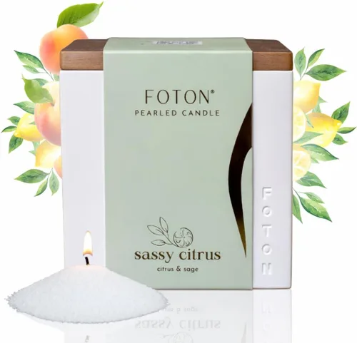 Vista 14 de Foton Jar Candles - Vela cuadrada perlada de 16 onzas, cera de arena
