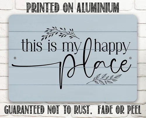 Vista 4 de This is My Happy Place - Great Home and Farmhouse Display, Inspiring Family Wall Art, Entryway Porch House Decor, Minimalist Housewarming Gift, 8x12