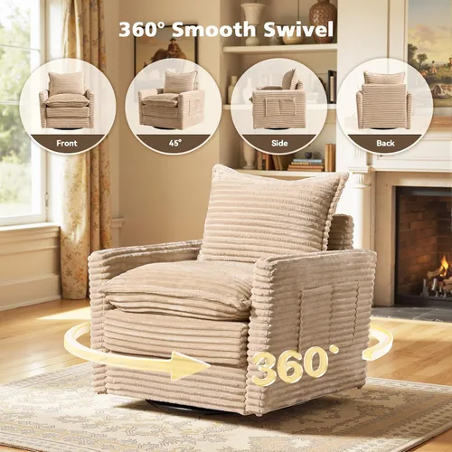 Vista 3 de Sofá seccional modular, conjunto de sofá en forma de L de 98" para sala de estar, 4 asientos cómodos tipo nube con sillas giratorias, combinación