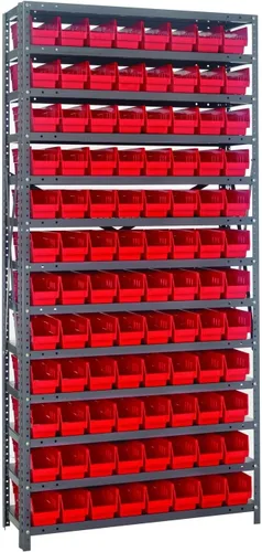 Vista 287 de Quantum QSBU-245BK Heavy Duty Shelving Unit with (7) Shelves and (24) QUS245 Black Bins for Garage Warehouse Storage Distribution 400 lb Load