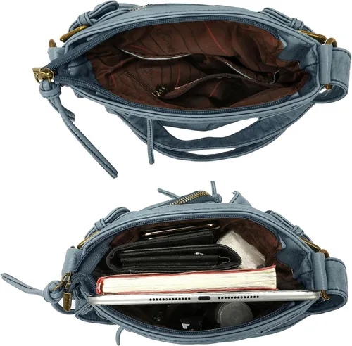 Vista 3 de Montana West Crossbody Bag for Women Multi Pocket Shoulder Medium Travel Purses Ultra Soft Washed Leather