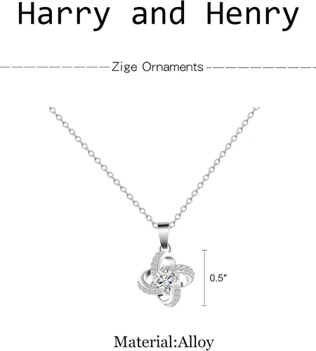 Vista 7 de Regalos de cumpleaños para mujer, collar de cumpleaños número 40, 50, 60, 70, 80, 90, collar de nudo de amor de circón, regalos para cumpleaños
