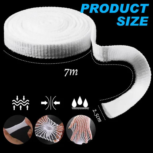 Vista 2 de Vendajes tubulares de red de 7M, retenedor de vendaje elástico transpirable de gasa elástica para muñeca, antebrazo, codo (3#)