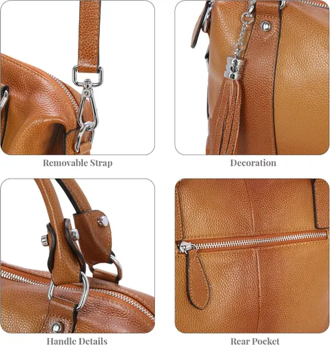 Vista 13 de Heshe - Bolsa de hombro de piel para mujer, con asa superior, bolsa cruzada