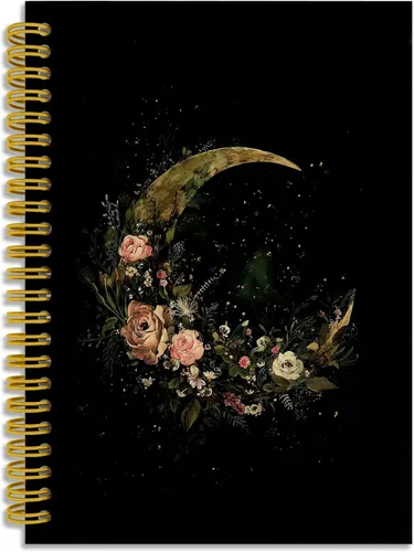 Vista 14 de Dark Witchy Moon Stars Notebook Journal, Celestial Astrology Witchy Gifts for Women Journal, Crescent Moon Face Starry Forest Spiral Notebook