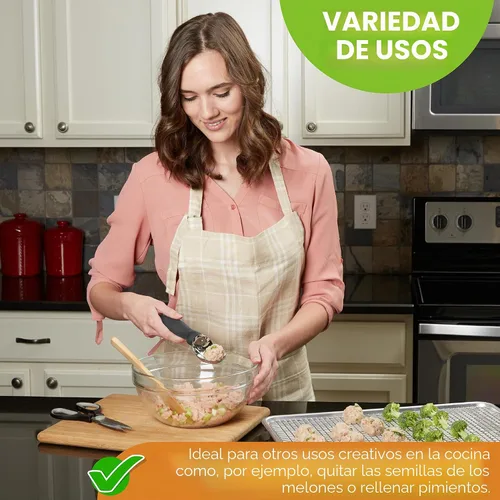 Vista 5 de Spring Chef Cuchara de helado de metal resistente con mango de agarre suave Gris