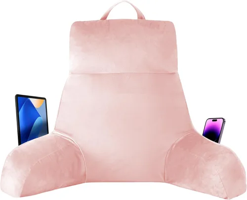 Vista 14 de IPYNBAP Almohada de espalda para cama para sentarse, almohada de lectura para sentarse en la cama para adultos, almohada de apoyo para la espalda