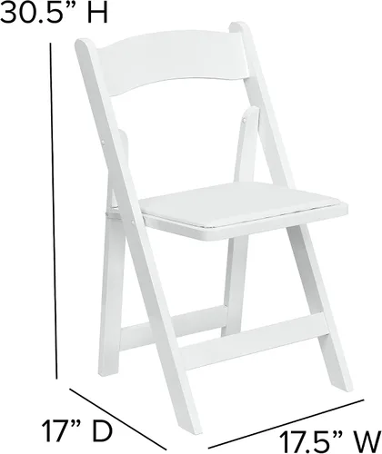Vista 2 de EMMA + OLIVER Paquete de 2 sillas plegables de madera blanca con asiento acolchado de vinilo Blanco