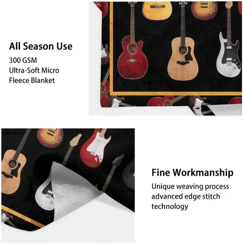 Vista 4 de Mercuryelf Manta de guitarra, suave, mullida y cálida, manta pequeña de 30 x 40 pulgadas para regazo y cuna, regalo para los amantes de la guitarra