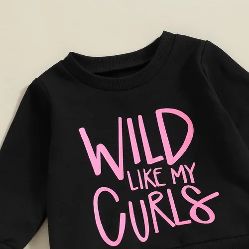 Vista 4 de Hnyenmcko Conjunto de sudadera de manga larga con cuello redondo y pantalones casuales para bebé niña