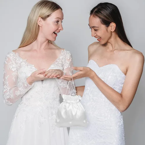 Vista 7 de Bolsa de dinero de satén - Bolsa de boda nupcial (Little Bud)