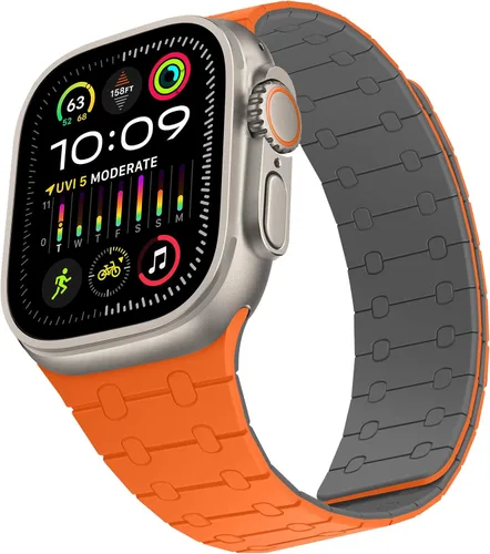 Vista 21 de Compatible con correa de Apple Watch de 49mm 46mm 45mm 44mm 42mm 41mm 40mm 38mm, correa de bucle magnético ajustable de silicona para iWatch Ultra