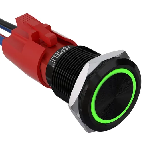 Vista 13 de APIELE Interruptor de botón con pestillo de 10 amperios y 0.748 in, 12 V, SPST, LED, impermeable, redondo, autobloqueante, 1NO (aluminio negro, azul)