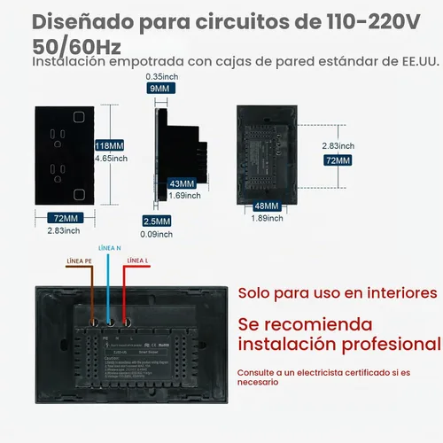 Vista 8 de Salida inteligente,Monitoreo de energía,Necesita Zigbee Hub,Negro