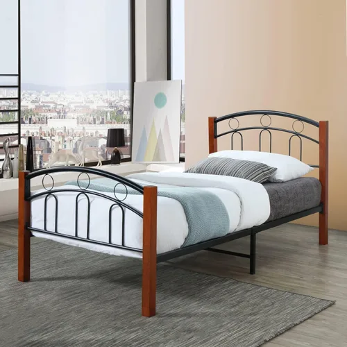 Vista 2 de Better Home Products Marco de cama de metal con plataforma tamaño individual Empire en cereza negra