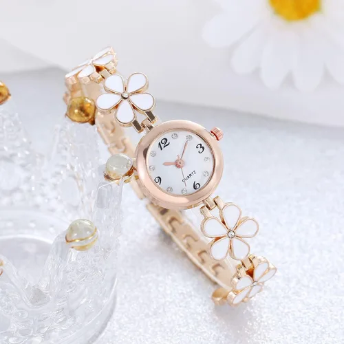 Vista 5 de ADSBIAOYE Reloj de pulsera para mujer, artículo de moda, impermeable, reloj en forma de flor de cuarzo