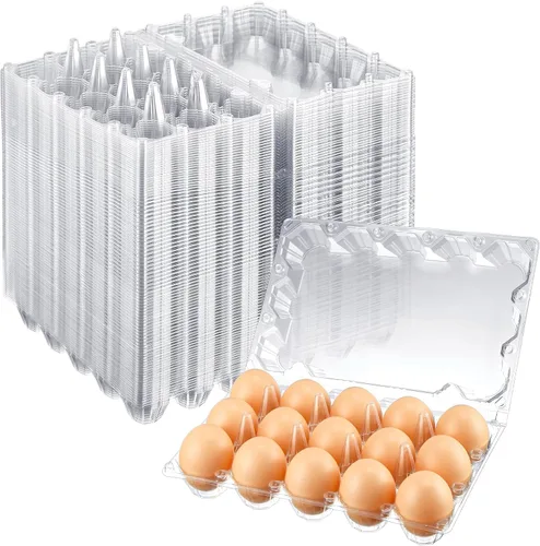 Vista 8 de Zubebe 200 Piezas Cartones de Huevos de Plástico Transparente - Bandeja Vacía a Granel para Pollos que Sostiene de Forma Segura para Granja Negocio