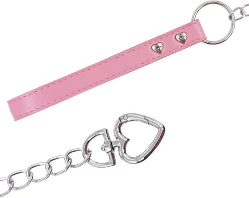 Vista 4 de paloli Pink Choker Necklace for Women Leather Collar Fluffy Punk Leash Neck Choker Gothic Cosplay Sexy Jewelries