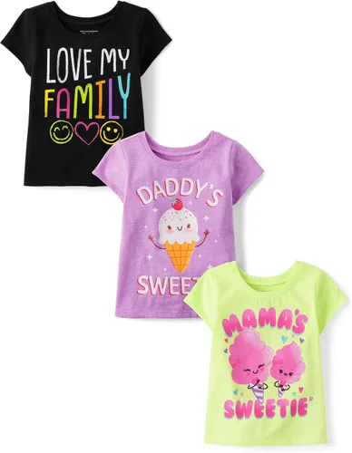 Vista 25 de The Children's Place Camisetas estampadas de manga corta para bebés y niñas pequeñas, con diseño de unicornios y mariposas, a la moda, paquete de 3
