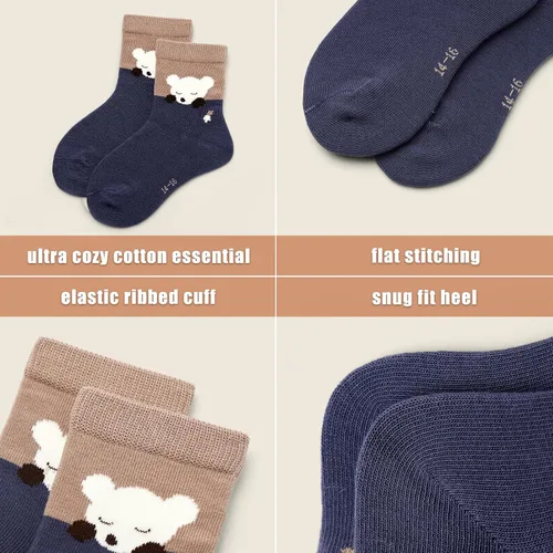 Vista 45 de Aisyee Calcetines de algodón para niños, calcetines sin costuras para niños, calcetines coloridos de cuarto de punto, paquete de 6