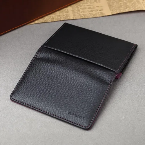 Vista 6 de Multicolor sólido para hombre de cuero clip de dinero Navidad para padre, Negro, orquídea mediana-ecm10a04