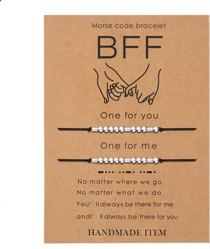 Vista 15 de SANNYRA Pulsera con código morse para mujer, pulseras a juego para 2 parejas, My Person Bestie Sister I Love You, mensaje secreto, amistad, pulsera