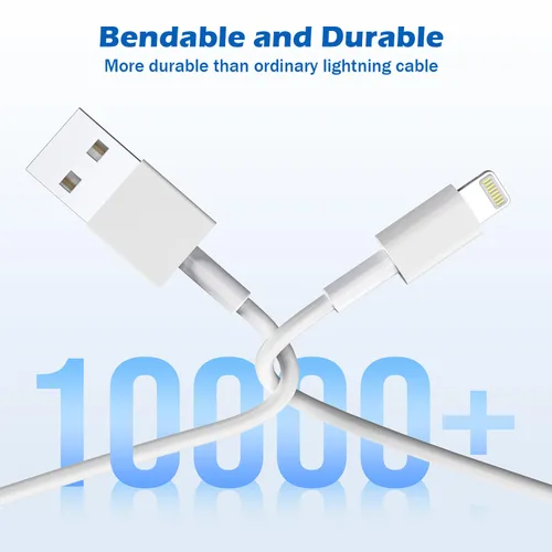 Vista 5 de Cargador para iPad, adaptador de bloque portátil plegable rápido de 12W USB para iPad, con cable de carga USB A a Lightning para iPhone, compatible