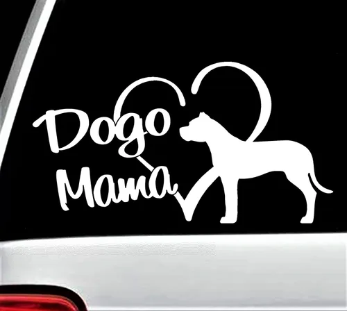 Vista 2 de Calcomanía Dogo Mama Dogo Argentino Vinilo Adhesivo para Ventana de Coche BG 836