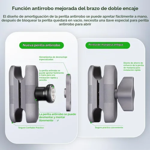 Vista 5 de FANAUE Soporte de teléfono para motocicleta con bola de 1 pulgada para scooter UTV/ATV, soporte para teléfono celular de bicicleta con brazo